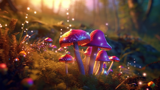 梦幻的森林蘑菇图片