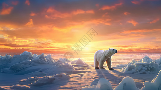 冰河上的北极熊图片