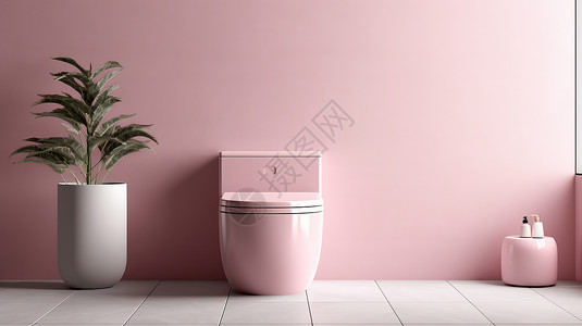 小主题墙素材粉色主题简约卫生间装修插画