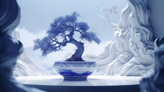 中国古风盆景背景图片