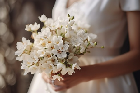 新娘手捧花婚礼花束花朵背景图片