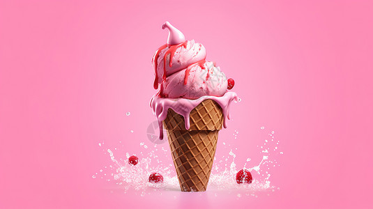 粉红色冰淇淋蛋筒插图图片