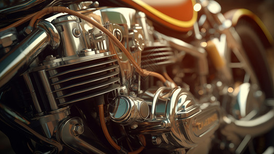 机械感摩托车发动机特写背景图片