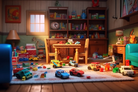 摆满儿童玩具的房间背景图片
