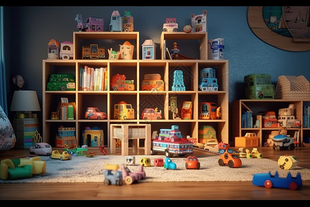 摆满儿童玩具的房间背景图片