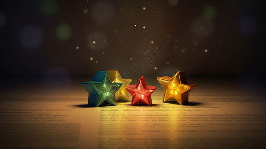 彩色星星装饰在纸上的梦幻彩色小星星插画