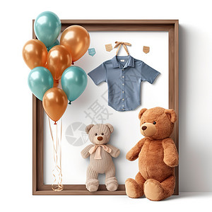 儿童节礼物小熊气球背景图片