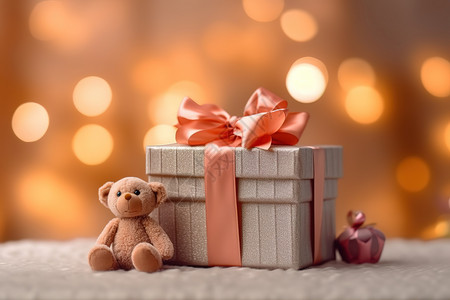 包装精美的礼盒小熊儿童礼物图片