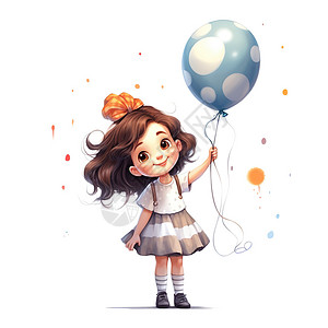 一个可爱的小女孩拿着气球插画背景图片
