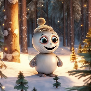可爱的雪人冬天圣诞背景图片