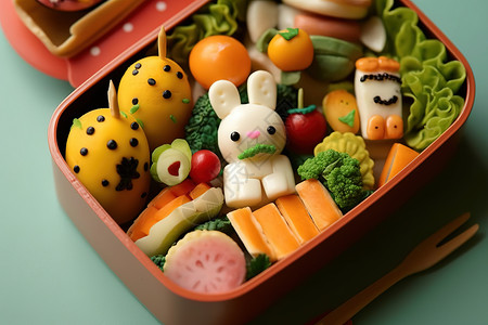 盒饭素材儿童盒饭美味食物可爱装饰插画
