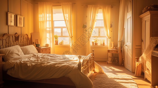 阳光洒进卧室背景图片