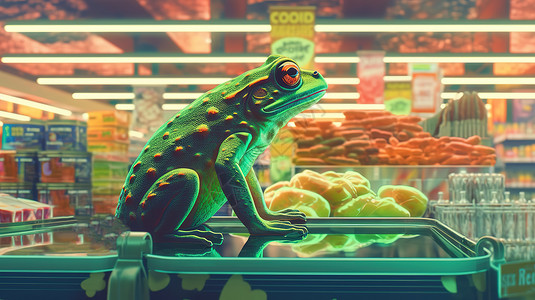 商店里的青蛙卡通插图图片