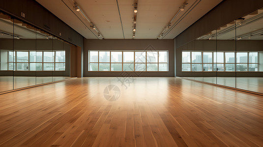 双面镜子的无人舞蹈教室背景图片