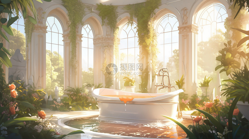 唯美的欧式浴池图片