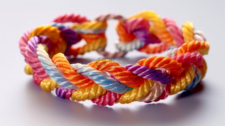 五彩绳编织手链图片
