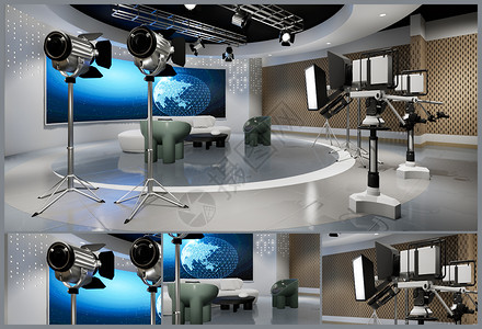 电视主持UE5虚拟演播厅场景设计图片