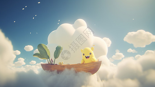 奇幻卡通香蕉船背景图片