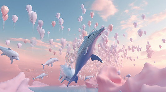 可爱海豚跃出水面图片
