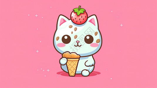 卡哇伊猫冰淇淋插图图片