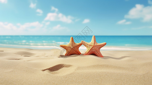 沙滩上的海星插图图片