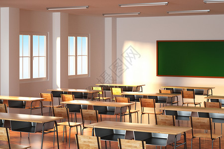 学生桌椅教室课桌场景设计图片