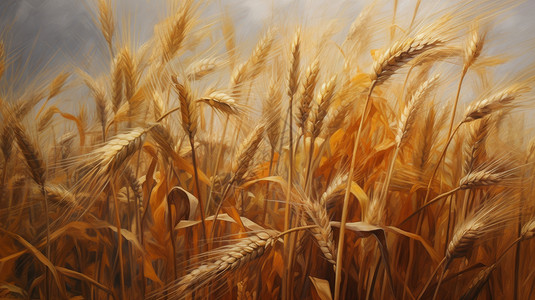 麦粒秋天金色丰收的麦子插画