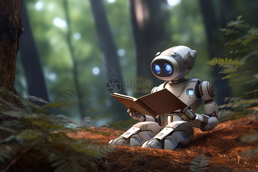 未来智能机器人森林学习阅读图片