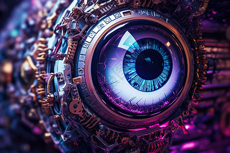 科技机械眼睛模型背景图片
