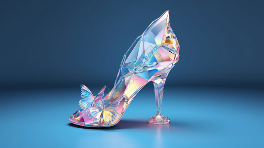 一只鞋水晶卡通蝴蝶鞋插画