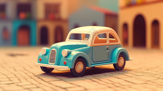 彩色小汽车可爱的立体卡通汽车插画