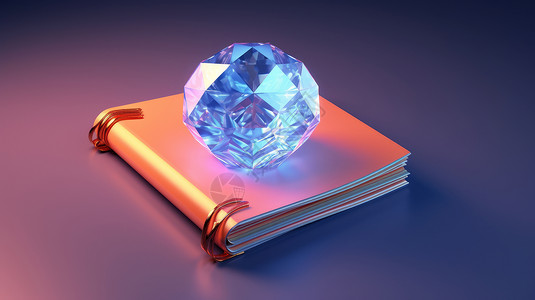 超大蓝色钻石放在粉色本子上背景图片
