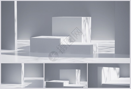 白色几何立体电商场景UE5.1模板背景图片