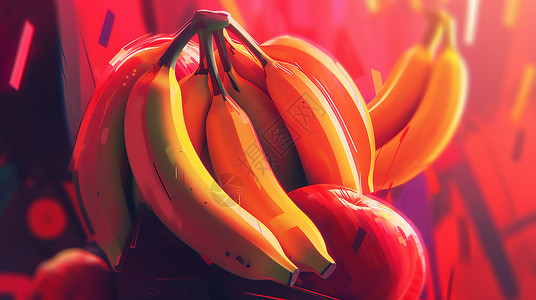 缤纷水彩香蕉背景图片