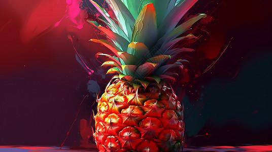 炫彩水果菠萝背景图片