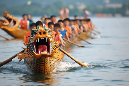 爬龙舟端午龙舟龙船比赛传统活动背景