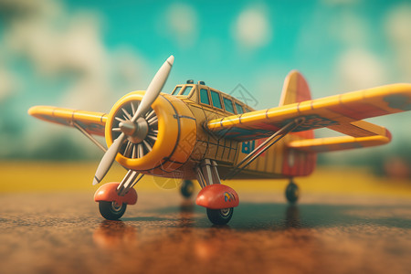 玩具小飞机儿童玩具迷你小型飞机3D插画