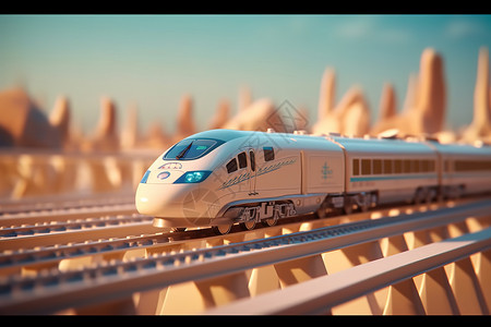 商务出行高速列车模型玩具插画