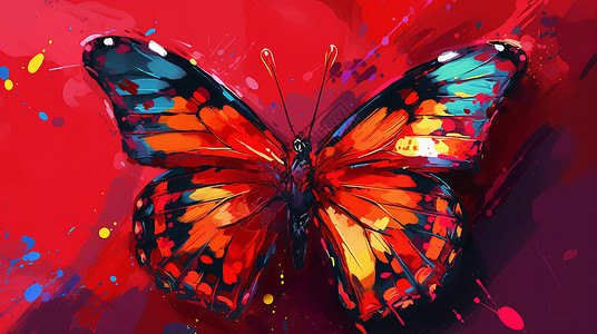 彩色蝴蝶绘画背景图片