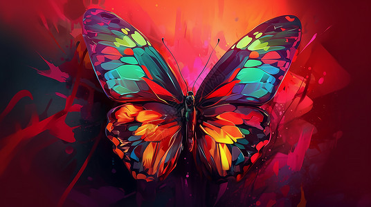 彩色蝴蝶绘画背景图片