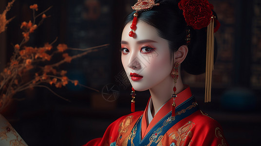 中式服饰造型背景图片