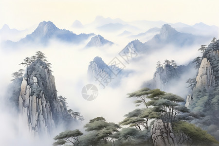 中国风山水画水墨风格图片