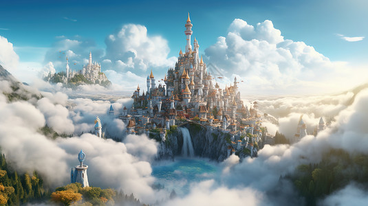 梦幻天空之城城堡图片