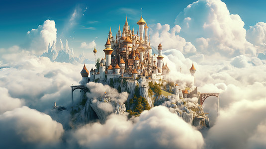 云海城堡背景图片