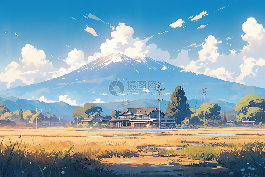 宫崎骏的夏天乡村风景图片