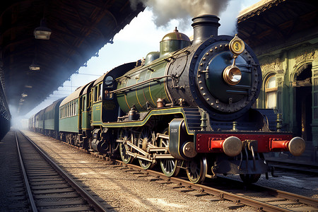 复古蒸汽朋克车站火车站背景图片
