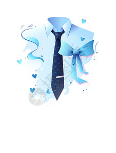 父亲节衬衫标签蓝色领带与衬衫父亲节创意插图插画