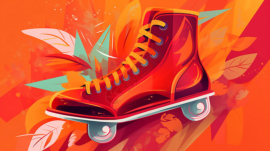 可爱溜冰鞋绘画背景图片