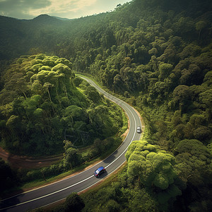 航拍森林公路图片