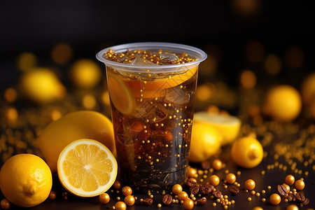 夏日饮料冰冻柠檬红茶爆打柠檬茶图片